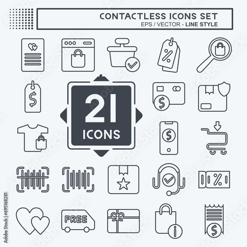 Icon Set Contactless. related to Business symbol. Line Style. simple design editable. simple illustration