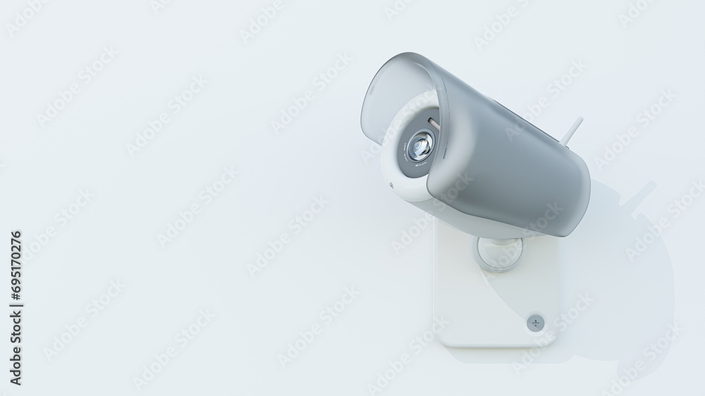 Security CCTV camera. Scan the area for surveillance purposes. Space on the side for text entry. technology or innovation background. Minimal idea concept, 3D Render. Security CCTV camera. Scan the area for surveillance purposes. Space on the side for text entry. technology or innovation background. Minimal idea concept, 3D Render.