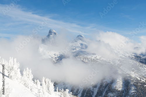 The Teton Range is a mountain range of the Rocky Mountains in North America. It extends for approximately 40 miles in a north–south direction through the U.S. state of Wyoming, east of the Idaho.