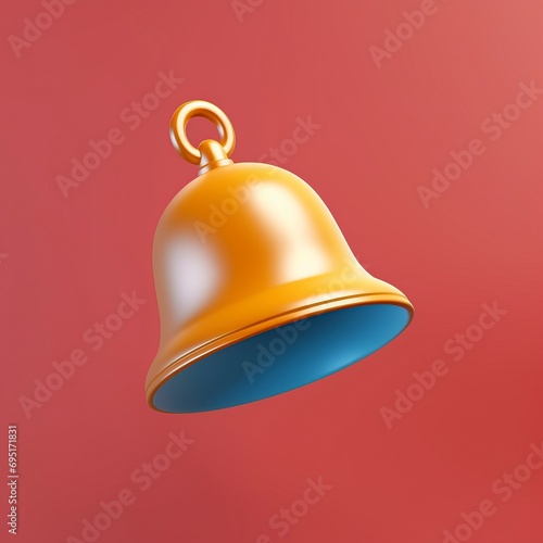 notification bell isolated on one color background. 3d rendering - generative ai
