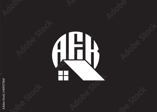 Real Estate Letter AFK Monogram Vector Logo.Home Or Building Shape AFK Logo.