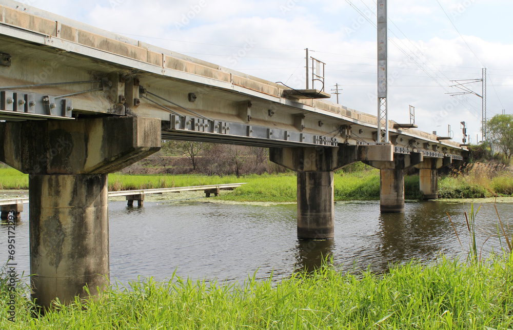 Railway bridge of a river of water