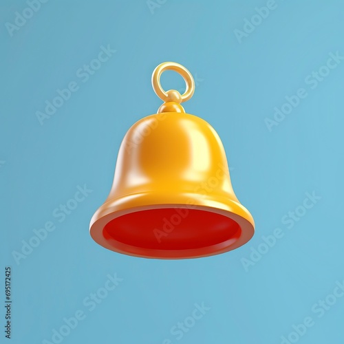 notification bell isolated on one color background. 3d rendering - generative ai © Nia™