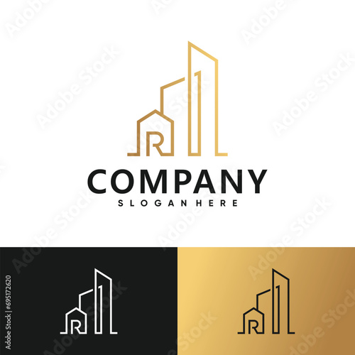 Building latter r logo design with creative concept Premium Vector
