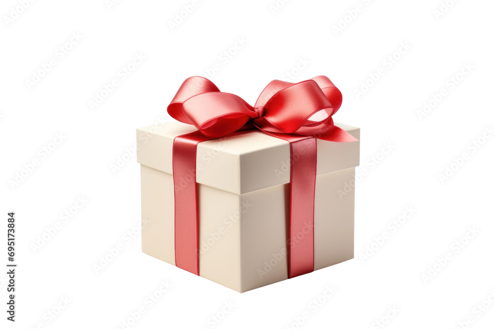 light colored gift box with red ribbon light colored gift box with red ribbon