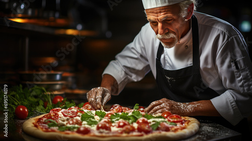 chef holding pizza