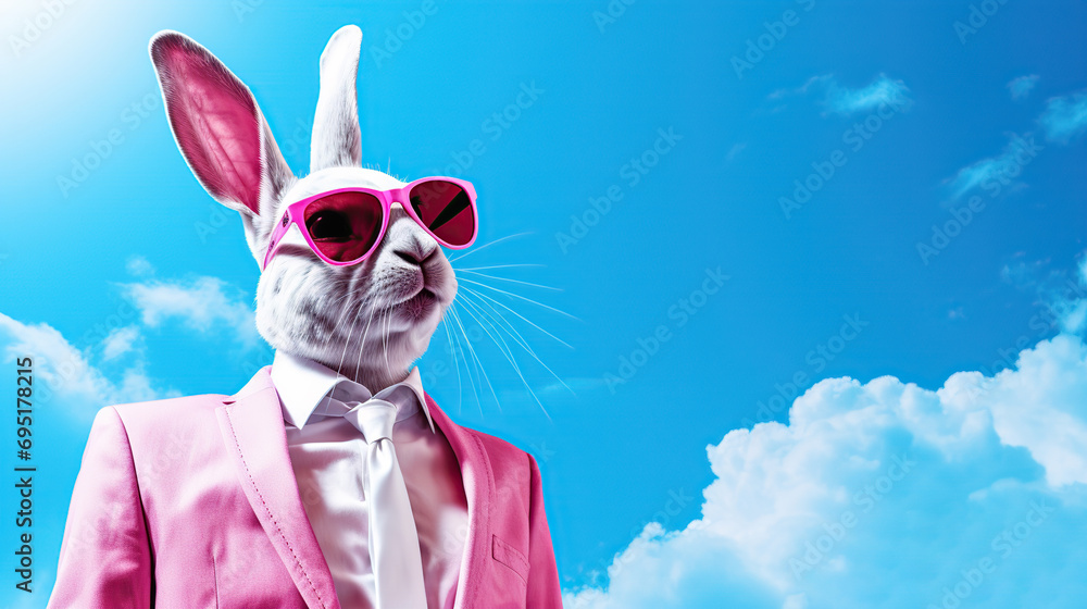 rabbit wearing suit and sunglasses 