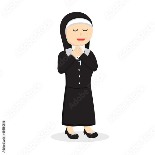 nun praying design character on white background