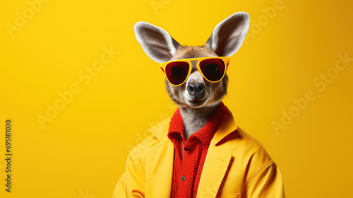 kangaroo wearing suit and sunglasses  photo