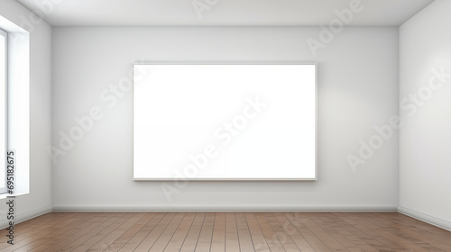 Minimalist White Room: Empty Space with Large Blank Photo Frame © Phrygian