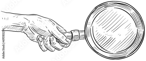 hand holding frypan handdrawn illustration