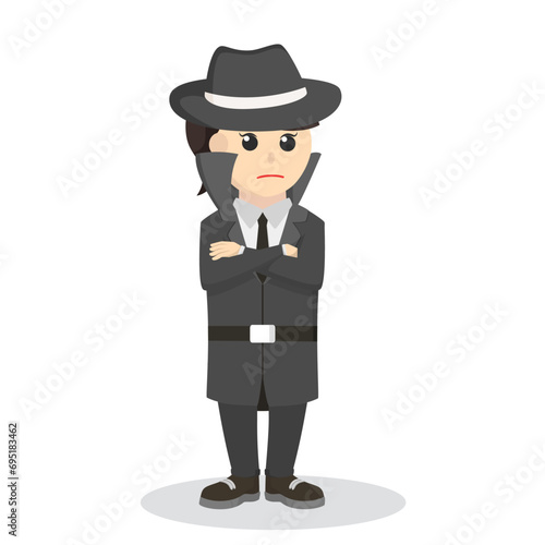 spy woman pose design character on white background