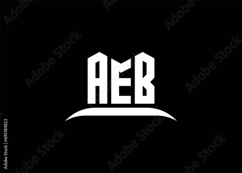 AEB letter logo design on creative BLACK background. photo