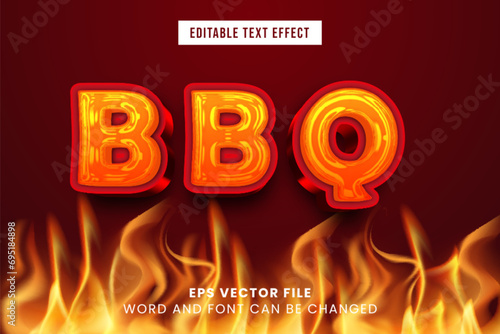 BBQ spicy food 3d editable vector text effect