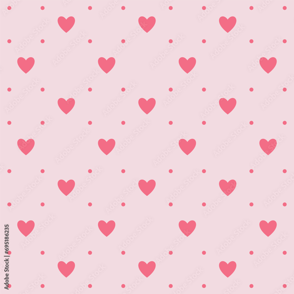 Valentine's heart seamless pattern, decorative wallpaper. simple vector heart icon. design for greeting cards, posters, social media, gift wrapping.
