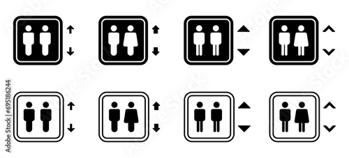 person riding elevator icon set, trendy style flat design. vector for app, web, social media, flyer.
