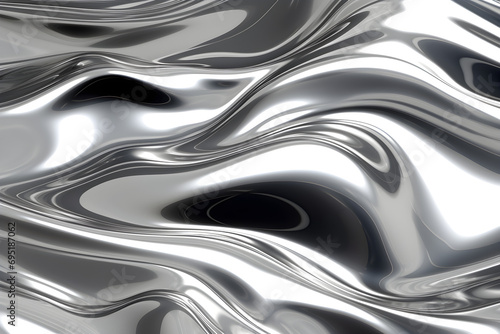 glossy silver metal fluid glossy chrome mirror water effect background backdrop texture 3d render photo