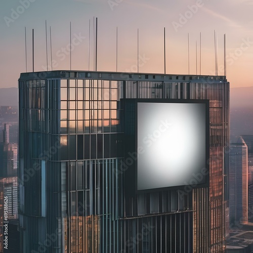 A blank billboard in a futuristic dystopian cityscape1 photo