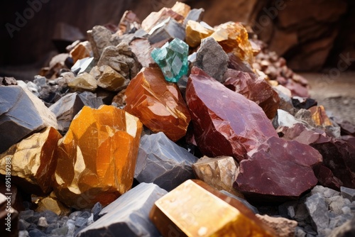 A bunch of different minerals different rocks.