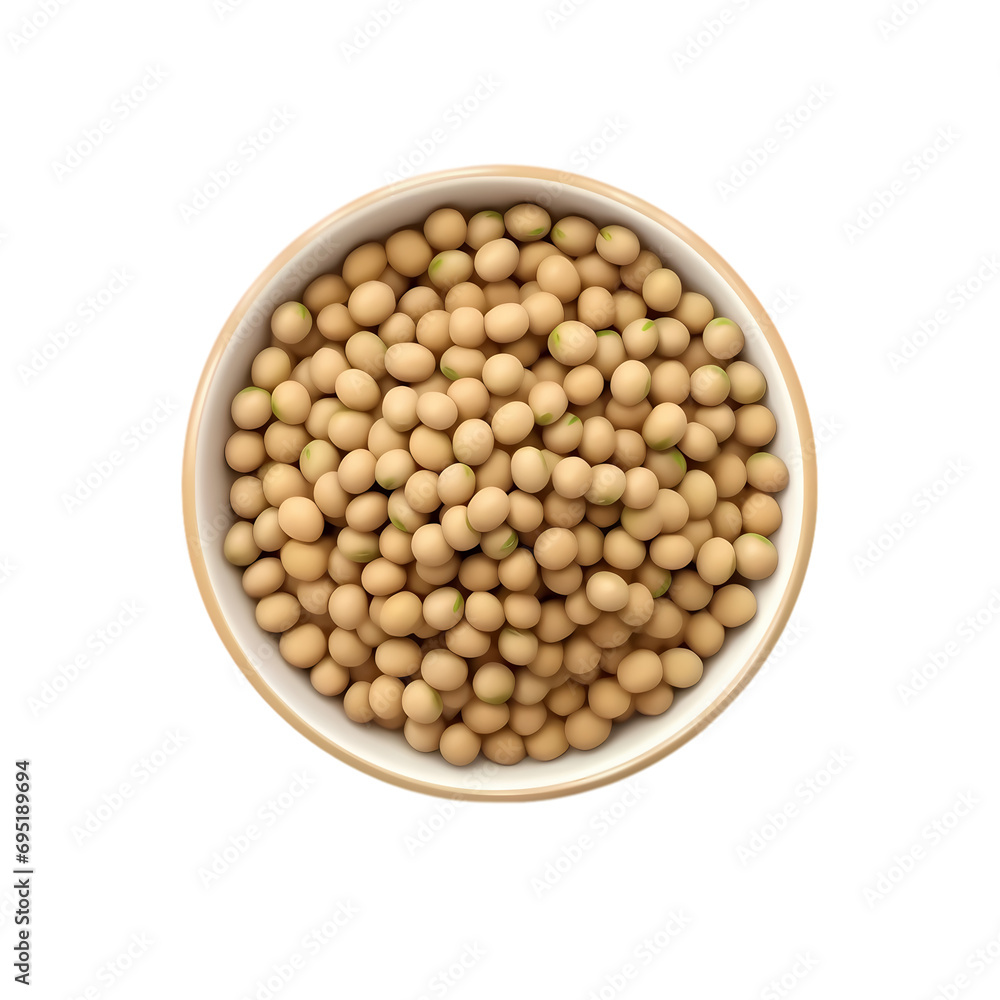 Soybeans in bowl isolated on transparent background