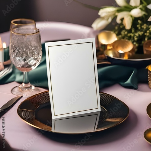 A blank invitation card on a party table1 photo