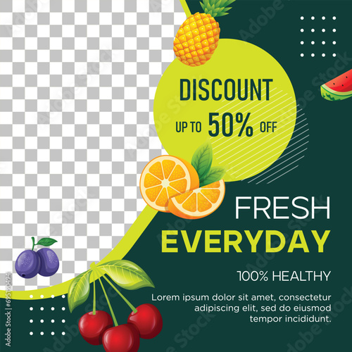Template special discount for fresh fruit with photo