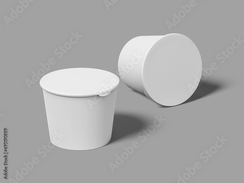Isometric White Blank Food Cup 3D Mockup Realistic Render Packaging