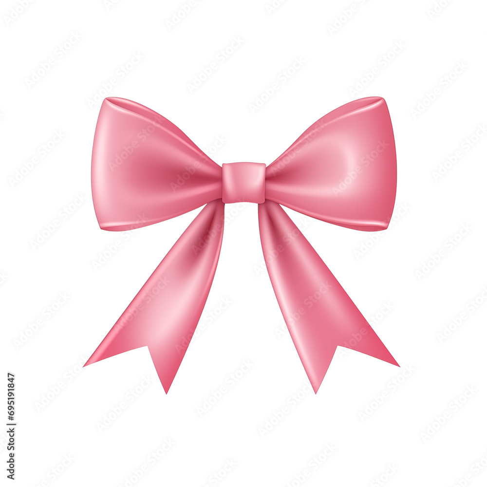pink bow ribbon on an isolated pink bow ribbon on an isolated
