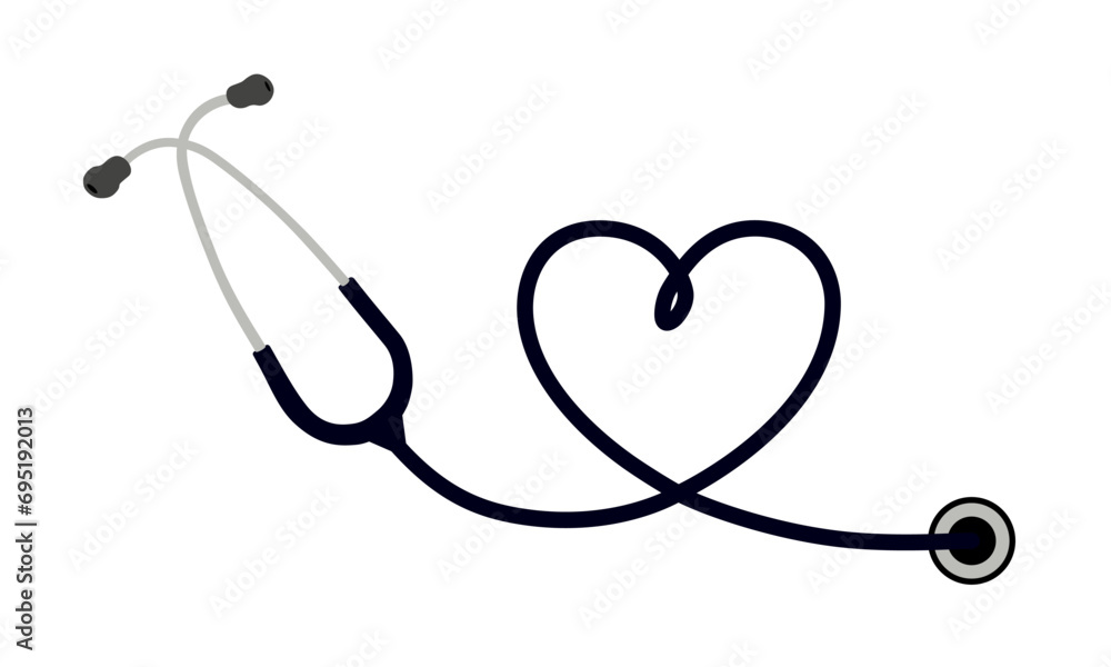 ฺBlack stethoscope with heart shape. Vector Medical Illustration. ฺBlack stethoscope with heart shape. Vector Medical Illustration.