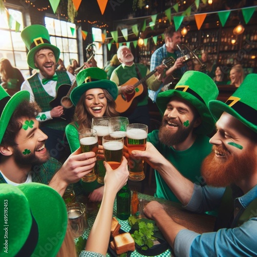 Various images of St Patrick's day themed people and scenes. photo
