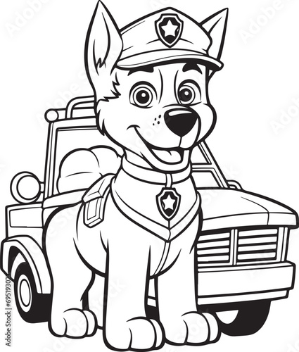 coloring page of a cute dog hand drawn illustration photo