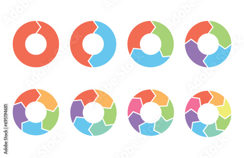 Cycle diagram pie chart set, infographic template