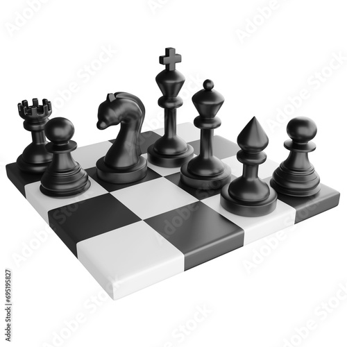 Chess clipart cartoon design icon isolated on transparent background, 3D render chess concept