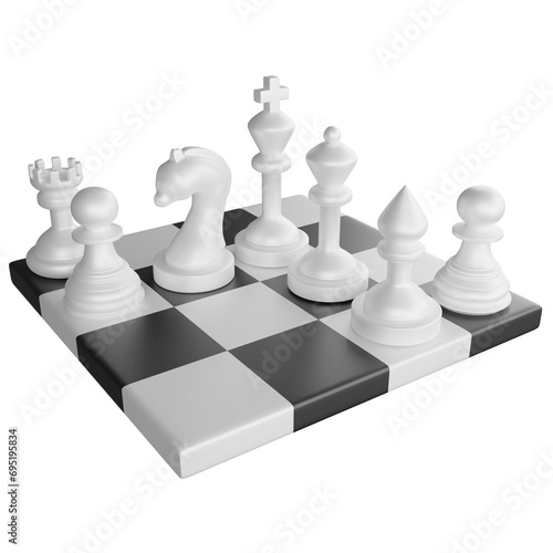 Chess clipart cartoon design icon isolated on transparent background, 3D render chess concept