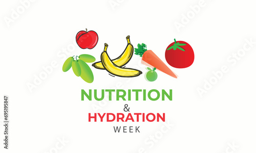 Nutrition and Hydration Week. background, banner, card, poster, template. Vector illustration.