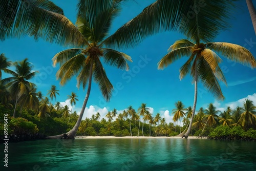 beach with coconut trees