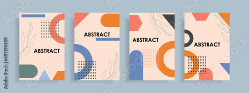 Modern abstract cover set, minimal design. Colorful geometric background.