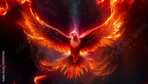 Flying fire phoenix photo