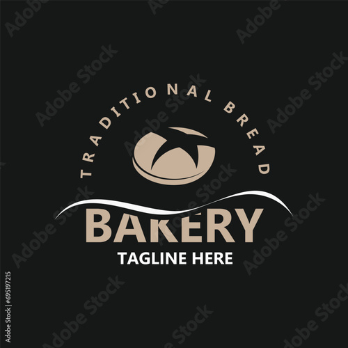 Bread Vintage style Logo Design Vector Template, label product Bake shop Homemade vector