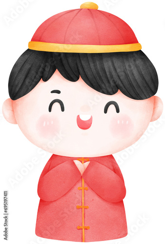 Cute cartoon children Chinese new year