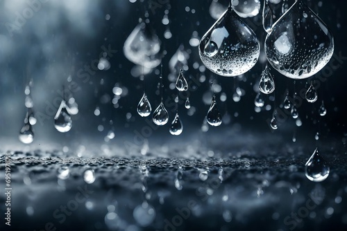 Fotografia rain drop falling in the water with dark and deep clouds staring the whole sky a