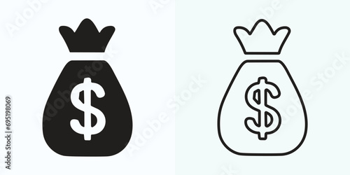 New Money Bag Icon Vector 