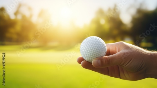 Golfer wears gloves and catches golf ball on golf course