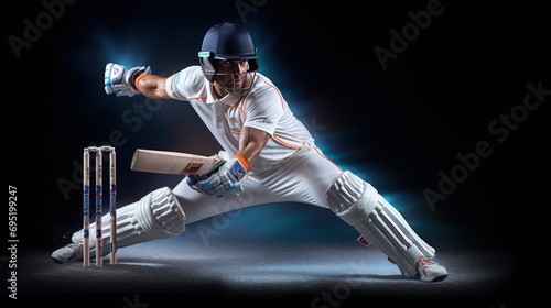 Professional cricket player in 3D model studio