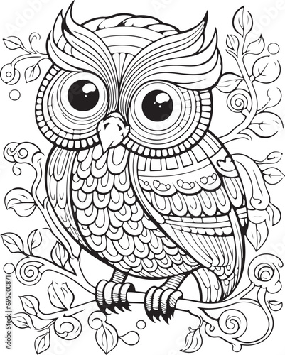 hand drawn bird coloring page illustration for kids