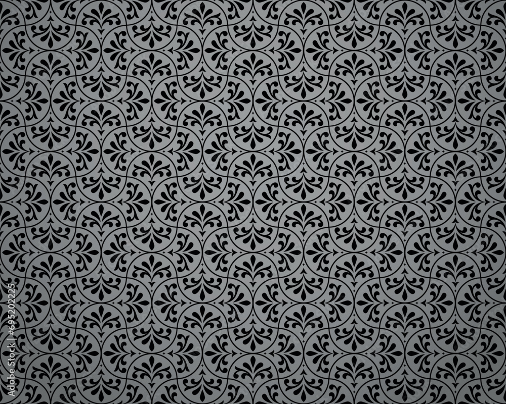Flower geometric pattern. Seamless vector background. Gray and black ornament Flower geometric pattern. Seamless vector background. Gray and black ornament