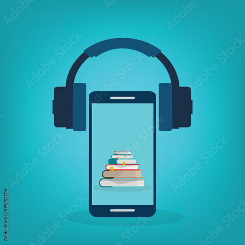 Audio book. Vector illustration of audio books concept.	