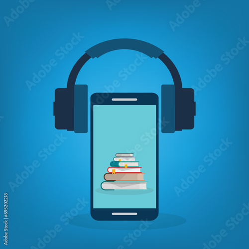 Audio book. Vector illustration of audio books concept.	