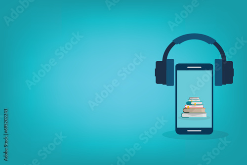 Audio book. Vector illustration of audio books concept.	