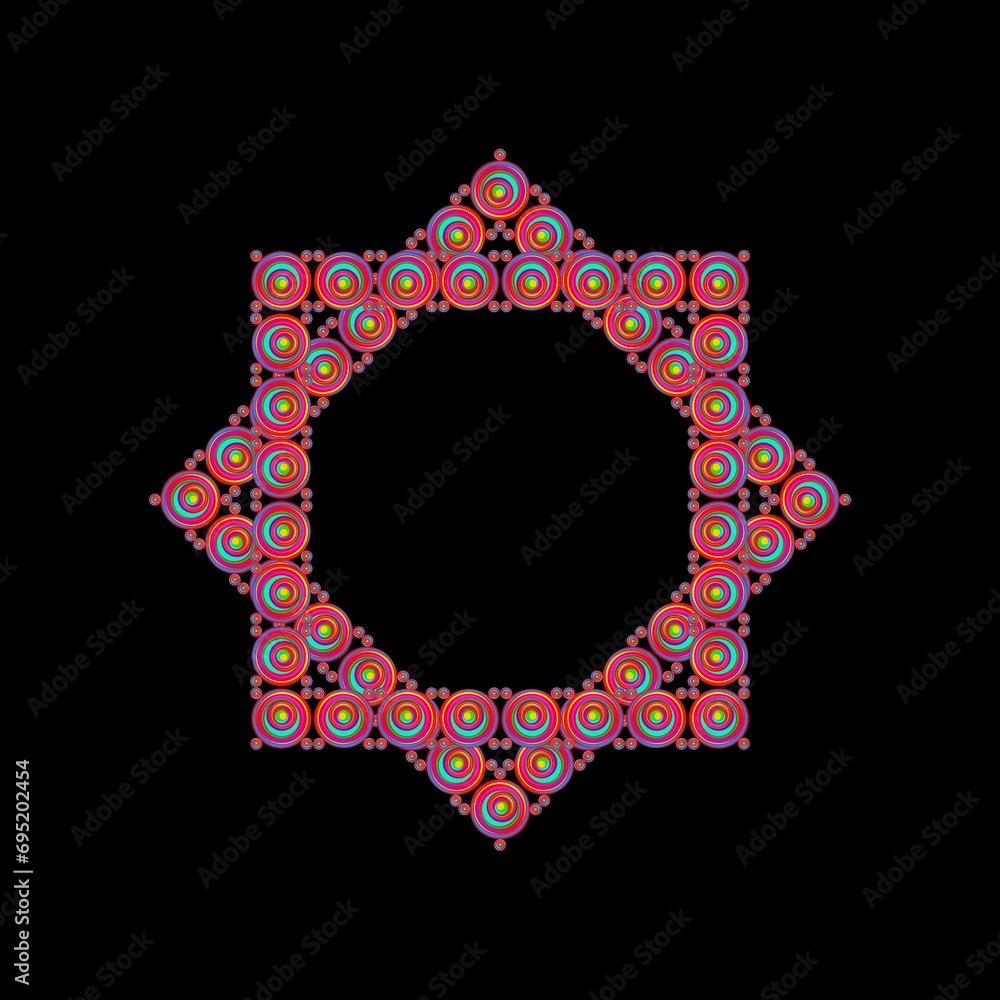 Circles arranged in a row to form a rectangle with a black background, design, square pattern, fabric pattern, pattern for use as background. Circles arranged in a row to form a rectangle with a black background, design, square pattern, fabric pattern, pattern for use as background.